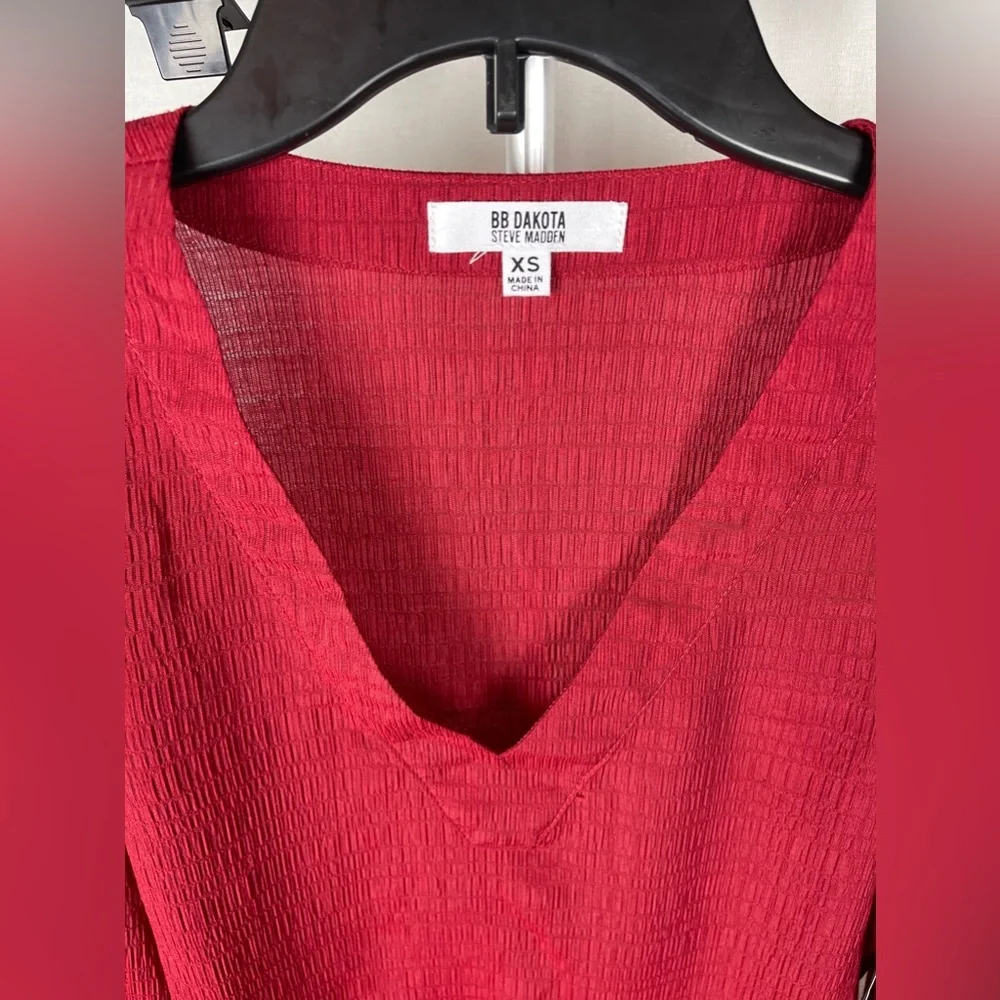Steve Madden Ruston Textured Long Sleeve Shift Red Minidress Size XS NWT